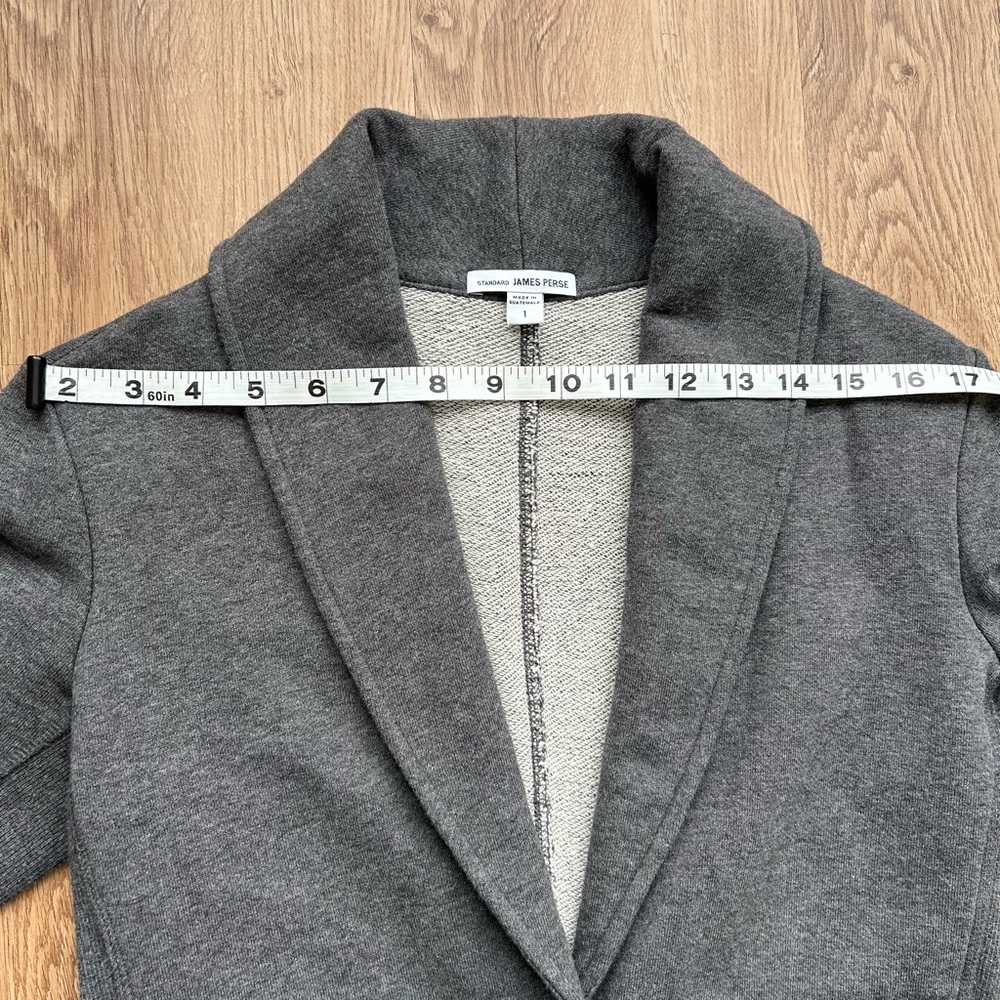 James Perse Gray Cotton Stretch Knit Blazer | Tailored Minimalist Jacket - Picture 6 of 8